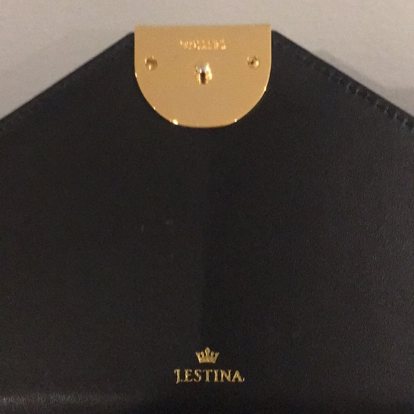 J. Estina Black Leather Purse with Faux Gold Chain - Picture 8 of 14